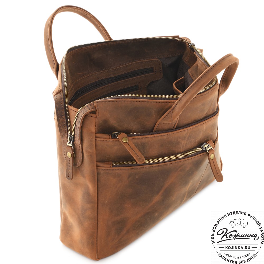  Кожаная деловая сумка "Гранд" (темно-коричневая крейзи)